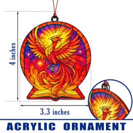 Gift for Book Lovers, Phoenix Ornament, Christmas Ornament 2025, Suncatcher Effect Stained Glass Window Hanging, car Hanging Accessories