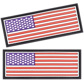 Dogline American Flag Patches for Harnesses and Vests – Removable 3D Rubber Patches with Hook Backing – for Small Medium or Large Dogs, 1"x 2.75" - 2 Patches