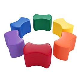 ECR4Kids SoftZone Toddler Modular Stool Set, Butterfly Shaped Foam Seats, Colorful Flexible Seating, Homeschool, Daycare and Classroom Furniture, 10in Seat Height, 6-Piece - Assorted