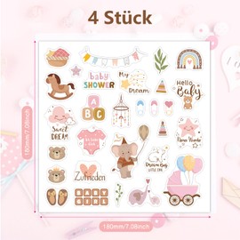 Canollo 4 Blatt Sticker Babyalbum, Baby Sticker Fotoalbum Set Mit 110 Deko Aufkleber, Lustige Sticker Baby für DIY Babyalbum Und Scrapbooking, Aufkleber Fotoalbum für Babyparty Geschenke
