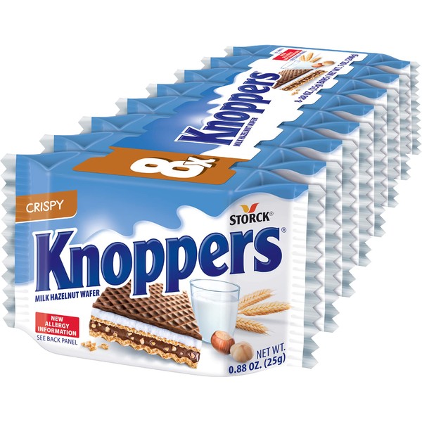 Knoppers Milk Chocolate Hazelnut Wafer Candy, Share Size 8 Pack, 7.04 Oz