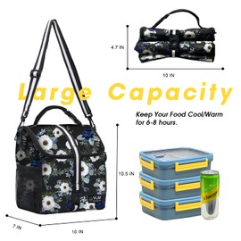 VLM Lunch Box for Women, Insulated Lunch Bag Women with Adjustable Shoulder Strap, Cute Lunch Tote Bag for Work,Picnic,Camping