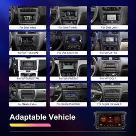 Hikity Android Car Stereo for VW Seat Passat Golf Tiguan Jetta Polo Skoda Radio 2+64GB 7 Inch Touchscreen Radio Wireless Carplay Android Auto GPS Navigation WiFi Bluetooth FM EQ Backup Camera
