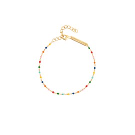 SINGULARU - Enamel bracelet with dots and colours - Bracelet with coloured enamelled balls made of 925 sterling silver with 18 carat gold or rhodium plating - chain length 18.5 cm - jewellery for