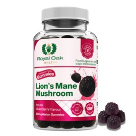 Royal Oak Health Lion's Mane Mushroom Gummies - 60 Natural Mixed Berry Flavour Gummies - UK Made