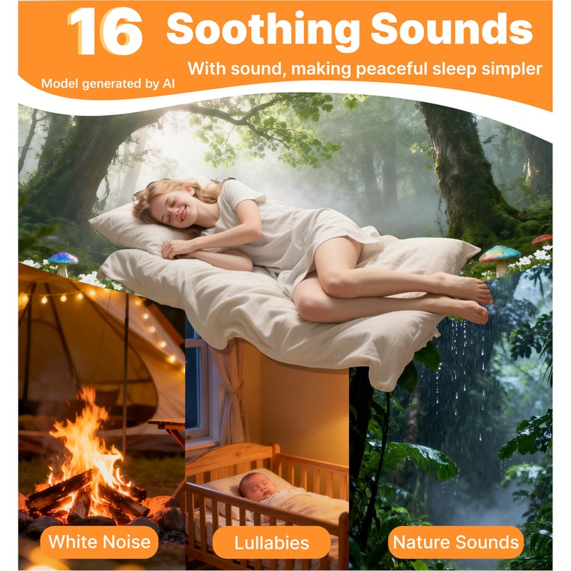 Hmusic Portable White Noise Machine, Sleep Machine with Voice Recording
