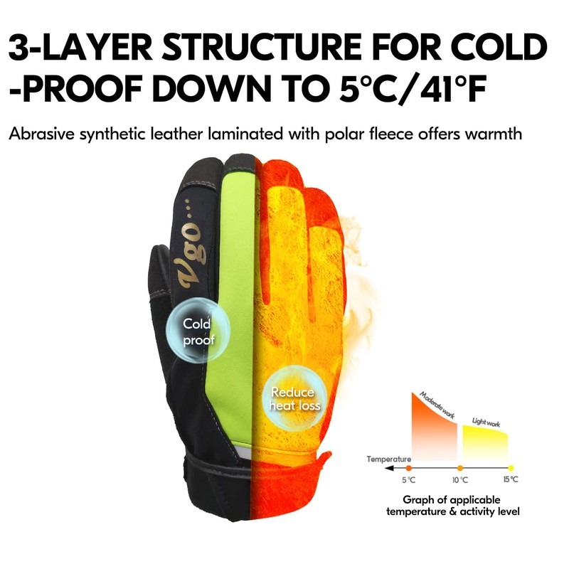 Vgo... Winter Work Gloves Touchscreen, Thermal Working Men Gloves for