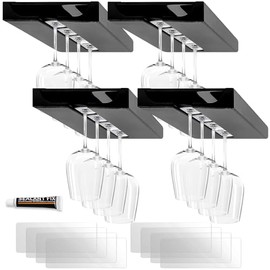 XGIDXFZ 4Pcs Wine Glass Holder Stemware Rack Hanger - Wall Mount Stemware Holder 25.3x11x2 cm - Space Saving Bar Organizer for Kitchen, Dining Room Home Decor (4pcs)