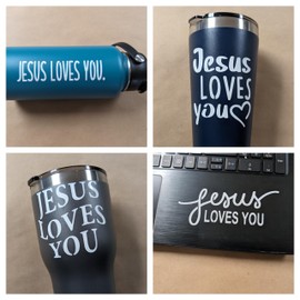 Jesus Loves You Decal Pack: Jesus Loves You Text, Heart & Decals (Small 3.5", White)