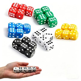 サイコロ ダイス 六面サイコロ 30 個入り 6 色セット 各色 5 個（ホワイト・ブラック・レッド・グリーン・ブルー・イエロー） カードゲーム ボードゲーム 卓上ゲーム パーティーグッズ 多色サイコロ ゲーム用品
