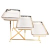 LIUYWYHCF 3-Tier Serving Rack with Ceramic Serving Tray, Foldable Gold