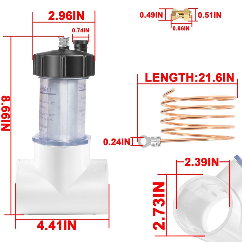 mooncar 2" Inline Zinc Anode Suitable for Saltwater Pools,Pool Zinc