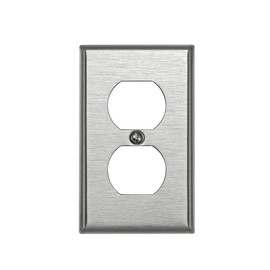 Leviton 1-Gang Duplex Device Receptacle Wallplate, Standard Size, Device Mount, Stainless Steel, 84003
