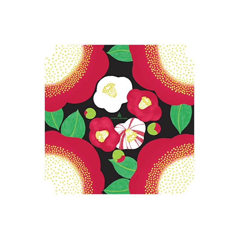 Sanyo Shoji AMB-03B Cotton Small Furoshiki Camellia, Black