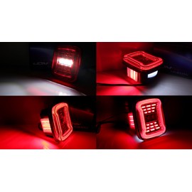 iJDMTOY Wrangler JL Style Dark Red Lens 4-in-1 Full LED Tail Light Assemblies Compatible with Jeep 1976-2006 CJ5 CJ7 CJ8 Wrangler YJ TJ