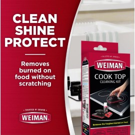 Weiman Glass Stove Top Complete Cleaning Kit Cleaner Scrubber & Scraper Included