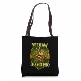 Yeehaw Ho Ho Ho Funny Christmas Cowboy Santa Wild West Xmas Tote Bag