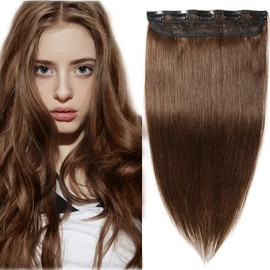 Clip-In Hair Extensions Human Hair Hair Extensions Head Hair Extensions 5 Clips One Braid
