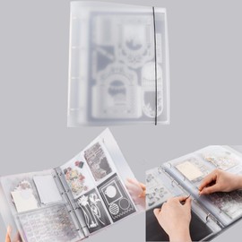 20 Pages A4 4-Rings Clear Stamps Storage Embossing Folder Storage Photo Storage Album Seal Bags Storage Keeper Cards Folder Storage Bag for DIY Scrapbooking Arts Crafts Collecting Bags
