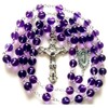 elegantmedical 8MM Amethyst Beads Rosary Cross Crucifix Catholic Necklace
