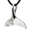 Whale Fin Pendant in 925 Sterling Silver with Cotton Necklace