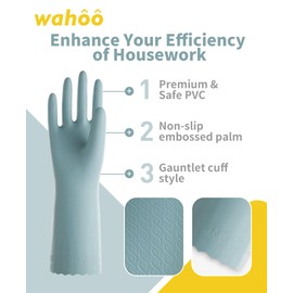 LANON wahoo Skin-Friendly Cleaning Gloves, Unlined Dishwashing Rubber Gloves, Kitchen, Non-Slip, Surf Spray, Large