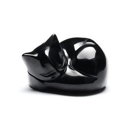CrystalTears Black Obsidian Healing Crystal Cat Figurine Carved Crystal Gemstone Sleeping Cat Statue Lucky Cute Stone Cat for Home Office Desk Meditation Decor Cat Gifts for Women Men Christmas