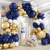 412Pcs Navy Blue and Gold Balloons Arch Garland Kit,5 10