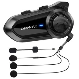 CHUANYUE R18 Motorcycle Intercom, Motorcycle Helmet Communication System for up to 10 Motorcycles with Range of 2000 m, Helmet Headset with HiFi/Music Sharing/FM/AI Language, Single Pack