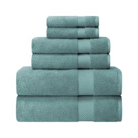 Stylish 6 Jade Cotton Bath Towels, Ultra-Plush Texture, Merrowed Border, 575 GSM, Solid Weave, Luxurious Look & Strong | All Season Highly Absorbent Pretty Green Shade Super Thick Plush