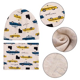 Cheerful Mario Cotton Hat Loop Scarf Sets Baby Boys Girls Soft Beanie Windproof Tube Scarf Children, Auto
