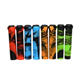 Team Dogz Mixed PU Soft Rubber Flangeless Handlebar Grips For Stunt Scooters, Bikes, MTB, BMX etc With Bung Ends. Long 150mm with 22mm Internal Diameter For Standard & Oversized Bars (Black and Green)