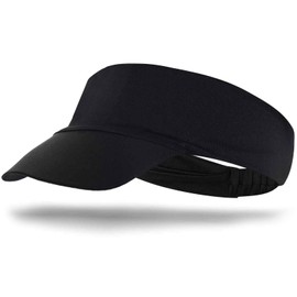 Topbuti Sun Visor Hat Women Men Stretch Headband Sport Wear Athletic Visors Cap for Tennis Golf Softball Running Beach Pool (US, Alpha, One Size, Black)