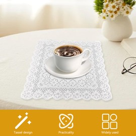 White Lace Tablecloth, Square Vintage Lace Tablecloth Floral Lace Table Cloths Tea Party Table Cloths for Banquet Wedding Party Event Decor(120x120cm)