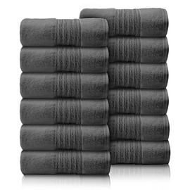 GC GAVENO CAVAILIA 12 Pack Face Towels Set (30x30 CM) - Cotton Face Cloths - Quick Drying & Highly Absorbent Fingertip Towel Washcloth For Bathroom, Spa, Gym Towels - Charcoal