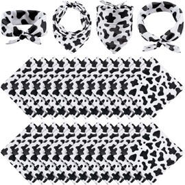 Toulite 24 Pcs Animal Print Bandanas Bulk Animal Pattern Bandanas for Men Women Cowboy Pet Party Accessories (Cow Print)