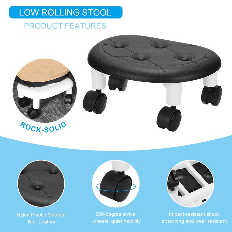 PATIKIL Low Rolling Stool with 360°Swivel Wheels for Cleaning Kitchen