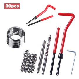 Basetousual 30-Piece Thread Repair Set, Helicoil Set, Thread Repair Kit, Hand Tool M6, Helicoil Thread M6, for Car Repair