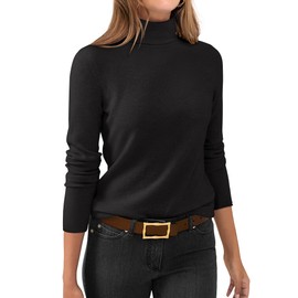 ANRABESS Womens Turtleneck Long Sleeve Sweater Tops Casual Soft Knit Fit Lightweight Basic Pullover 2025 Fall Work Outfits Black-M