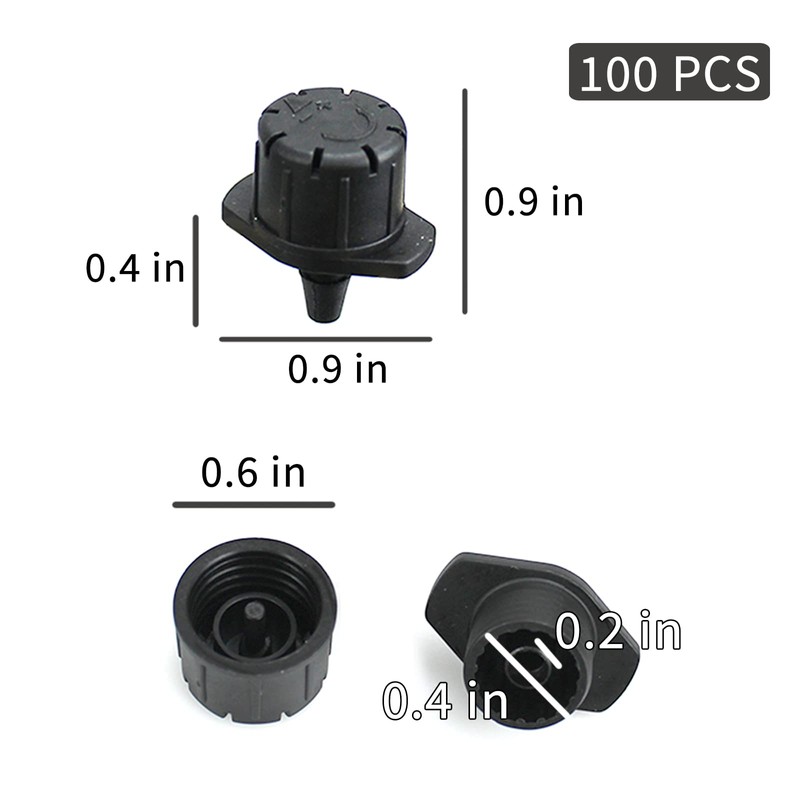 100Pcs Drip Irrigation Emitters,Adjustable Irrigation Drippers Sprinklers,1/4 Inch Emitters Micro