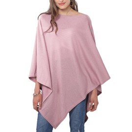 MissShorthair Women's Lightweight Knitted Scarf Poncho Sweater Cape Shawl Versatile Spring Summer Ponchos Wraps Pink