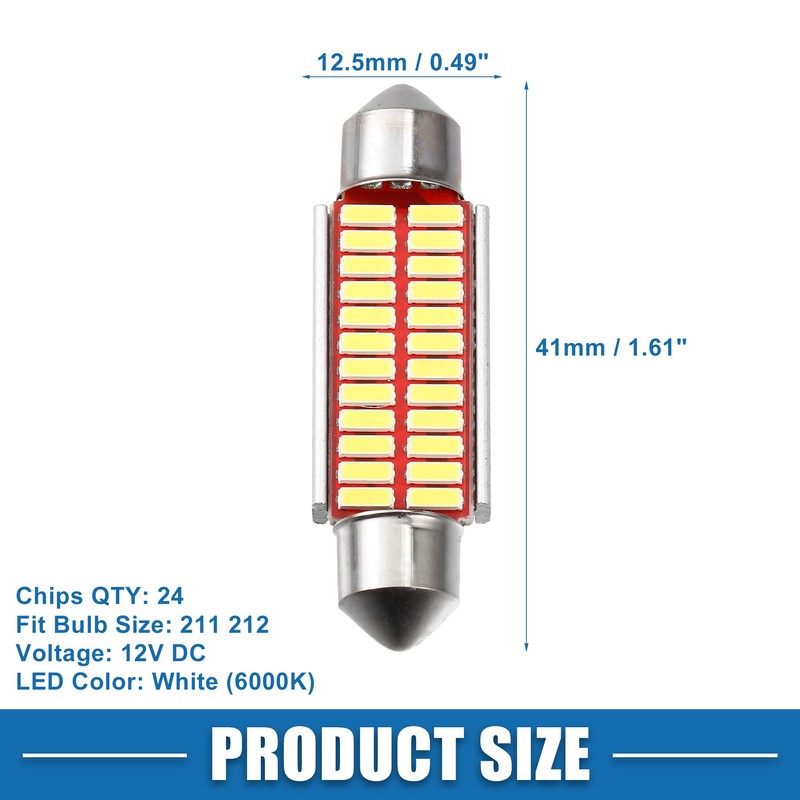 X AUTOHAUX LED Festoon Light White 41mm 211 212 24SMD