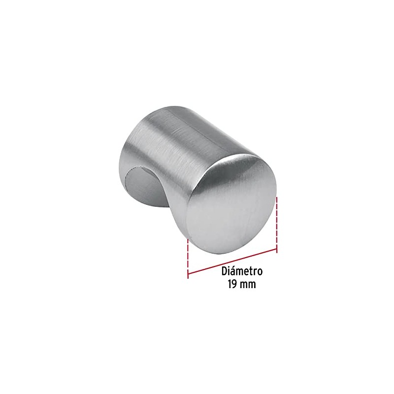 Hermex PER-031, Perilla estilo Cilindro, niquel satinado