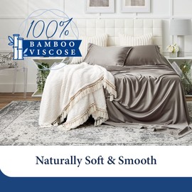 Cosy House Collection 100% Rayon Derived from Bamboo Bed Sheet Set - Cooling, Breathable, Silky Soft 4-Piece Deep Pocket Bedding Set (California King, White)