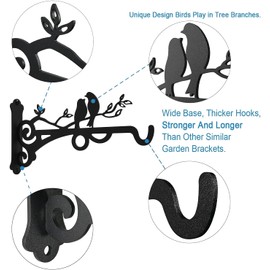 KSS 2PCS Hanging Basket Bracket, Brackets for Hanging Basket,Bird Feeders,Lanterns,Wind Chimes,Planters,Outdoor Decoration Hooks (Black)