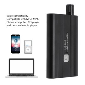 Headphone Amplifier, 16-300Ω HiFi Headphone Amplifier with 2 Stage Gain Switch, 3.5mm AUX Input, Headphone Volume Amplifier for MP3 MP4 Phones and Computers etc