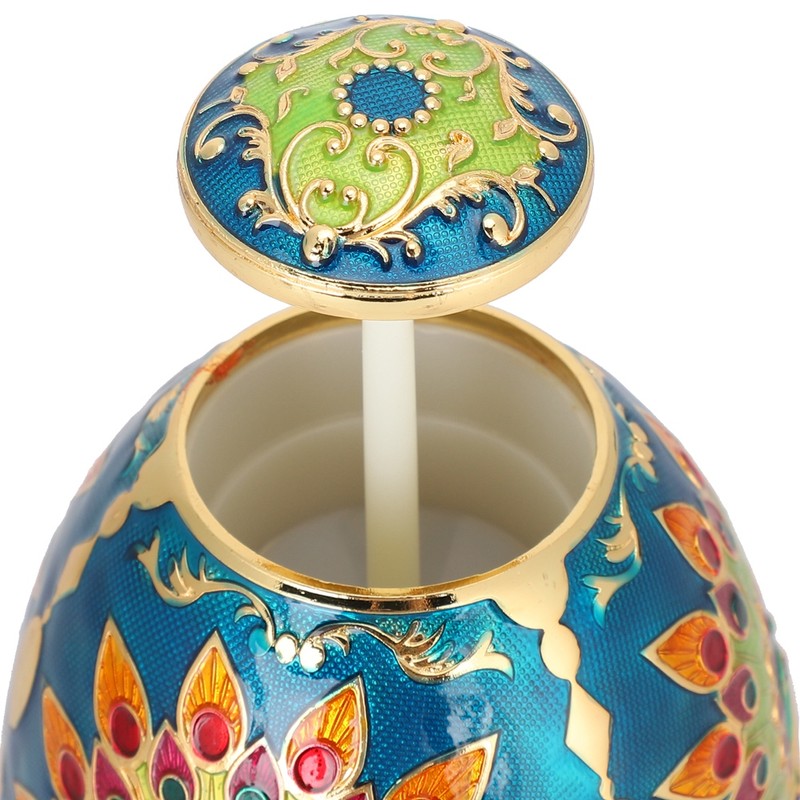 Toothpick Holder Retro Metal Peacock Egg Shape Portable Multifunctional Storage
