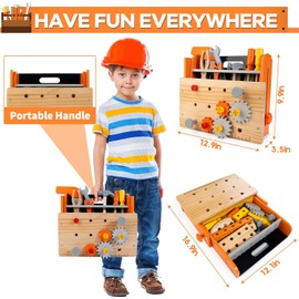 Wooden Kids Tool Bench 54 PCS Montessori STEM Tool Set for Toddlers Age 3+