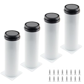 Bivethoi Adjustable Cabinet Legs Set of 4, 6 Inch / 150mm Sofa Legs Replacement Furniture Feet, Stainless Steel Vanity Legs Couch Foot Metal Dresser Legs for Shelf Futon Coffee Table (White)
