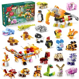 LIHAO Advent Calendar 2023 Blocks Animals Kids Toys Christmas Present Children Gift Christmas Countdown Calendar Christmas Decoration Ornament